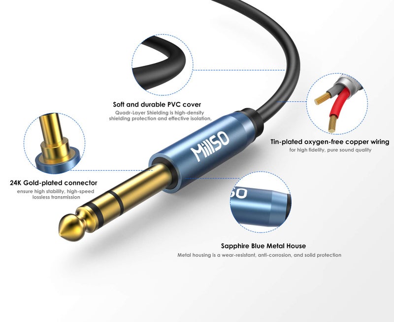 MillSO 1/4 to 3.5mm Headphone Adapter (10 Feet) TRS 6.35mm 1/4 Male to 3.5mm 1/8 Female Stereo Jack Audio Adapter for Amplifiers, Guitar Amp, Keyboard Piano, Home Theater, Headphones - Image 5